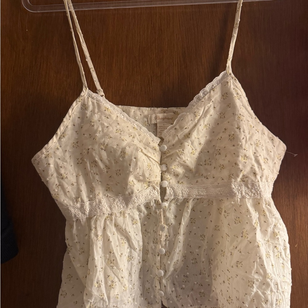 Passport Cream Floral Button-Up Camisole
